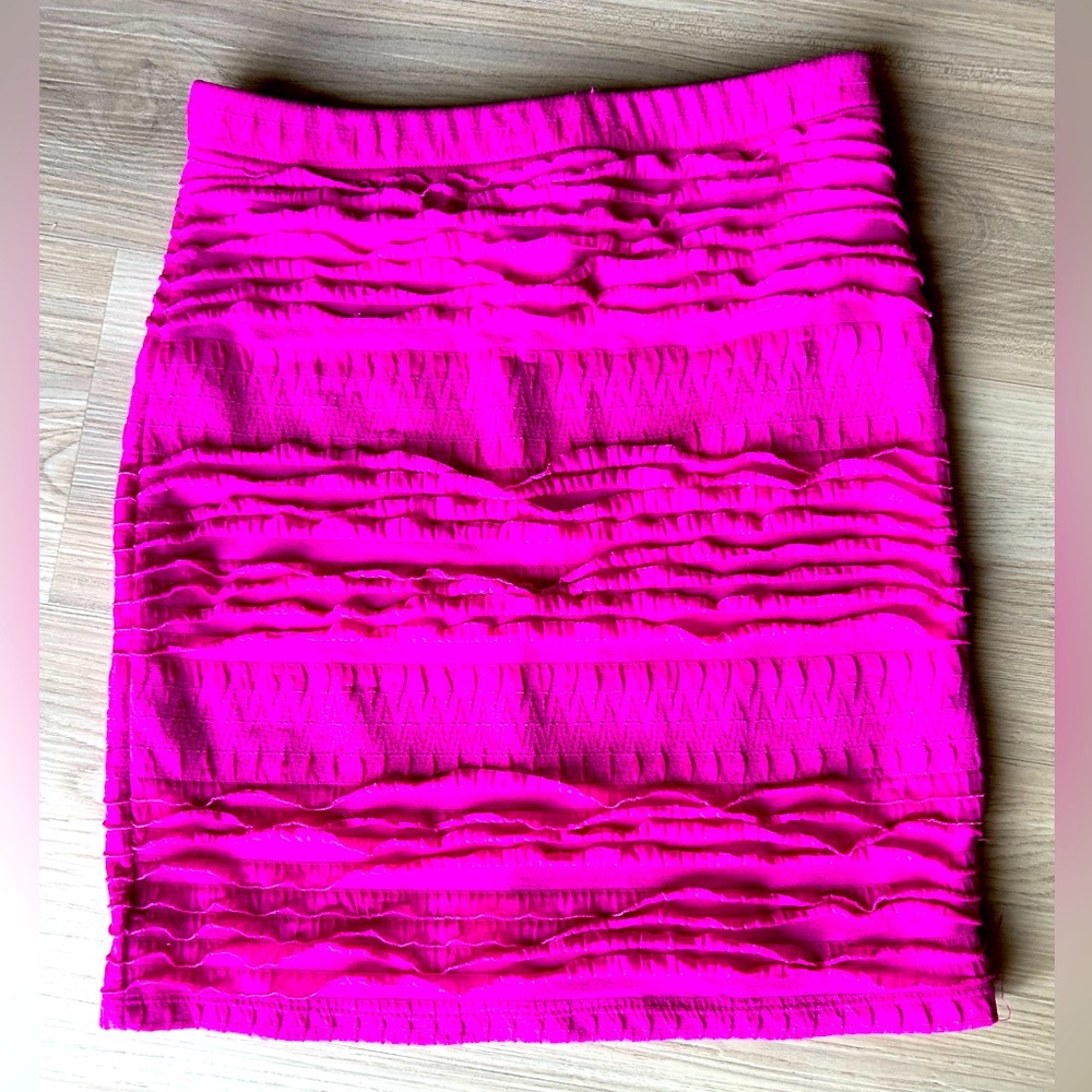 Ruffled Lined Skirt/Tube Top S Neon Pink Texture Feminine Barbie Versatile Party